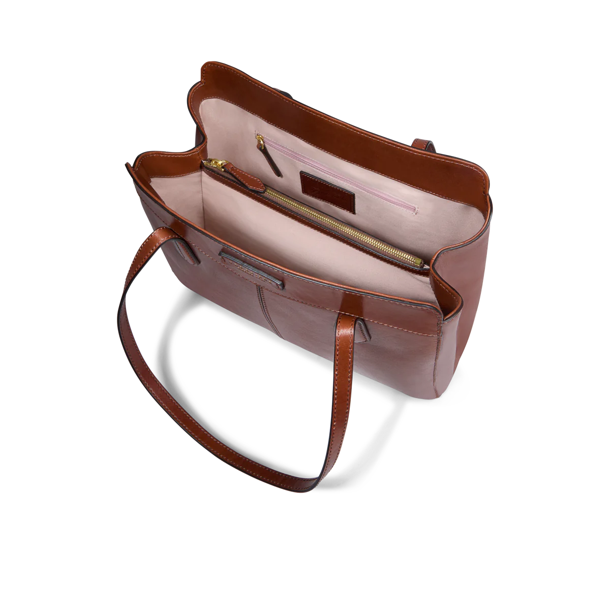 Borsa shopper pelle tre scomparti e zip