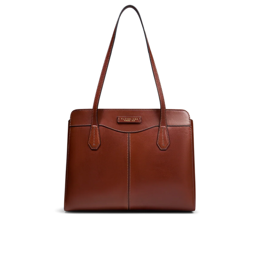 Borsa shopper pelle tre scomparti e zip