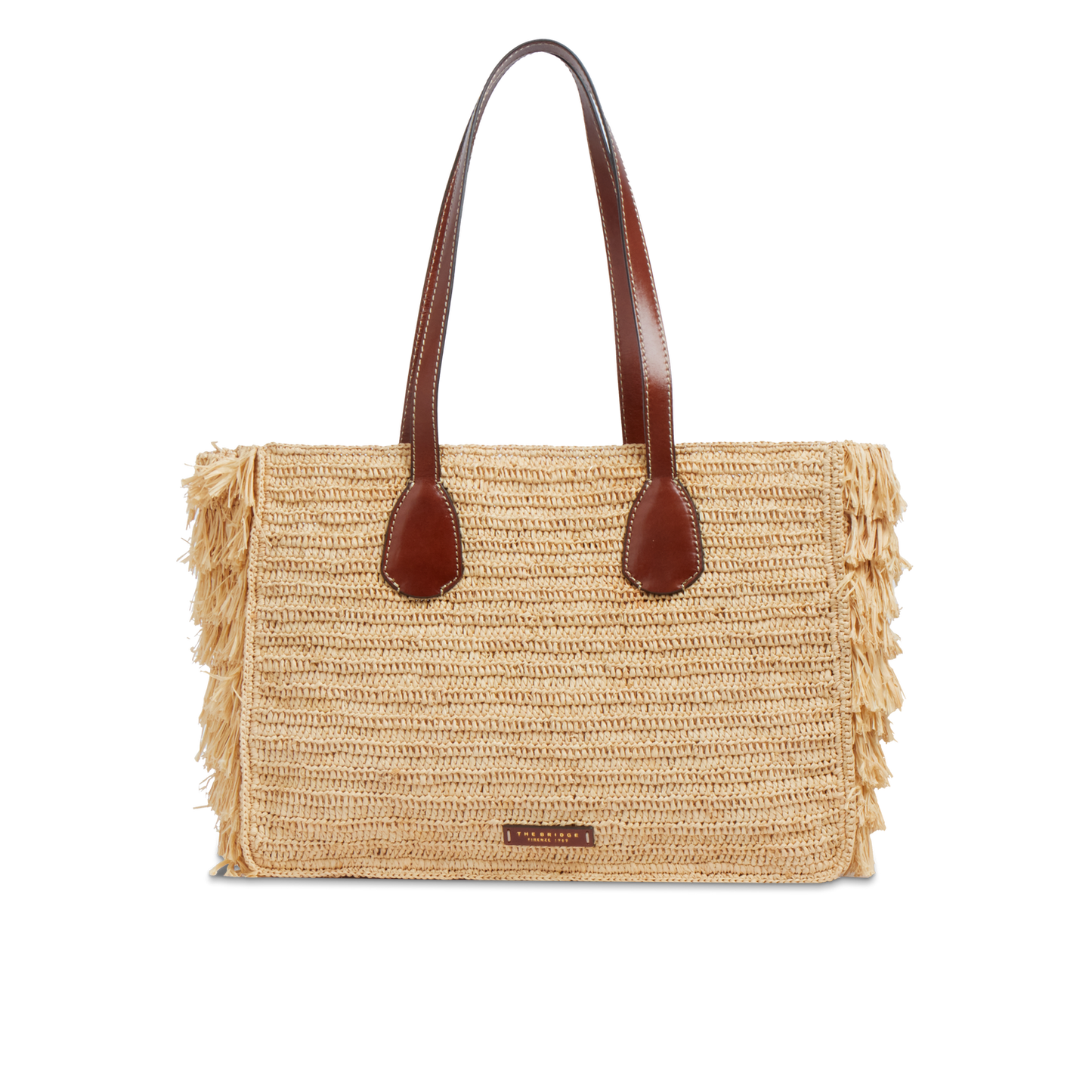 THE BRIDGE - Borsa shopper in pelle e rafia