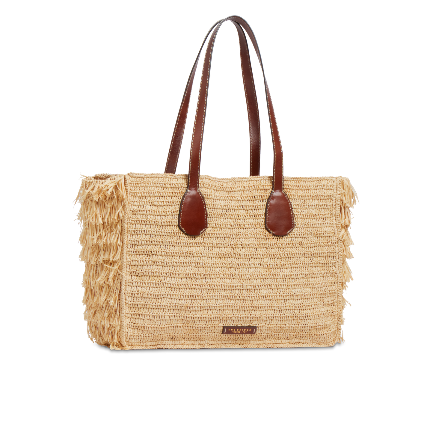 THE BRIDGE - Borsa shopper in pelle e rafia